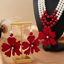 Necklace Big Red Flowers Pendant 3 Layers of Pearl Chain Women Girls Gifts Fashion Jewelry Hot Sale Party Gift 2025 New Style
