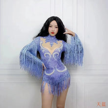 Stage Latin dance cha-cha dance practice suit stretch slim skirt fringe flash small diamond pearl design suit