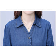 Oversized 5XL Single Breasted Denim Dress For women 2024 Summer New Short sleeved Shirt Denim Dresses Female Casual Clothes