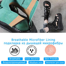 Koznoy 8cm Ethnic Cow Genuine Leather Ankle Booties Women Hollow Peep Toe Platform Wedge Breathable Zip Summer Fashion Shoes