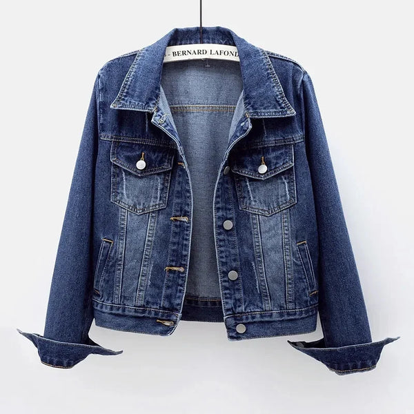 2023 Spring Autumn Women’s Denim Jacket Long Sleeve Overcoat Loose Denim Coat Button Outwear Jeans Jackets 5XL