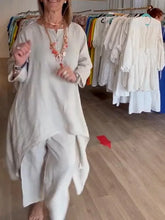 2024 Europe and the United States cross-border summer new, pure color casual long-sleeved cotton and linen suit women