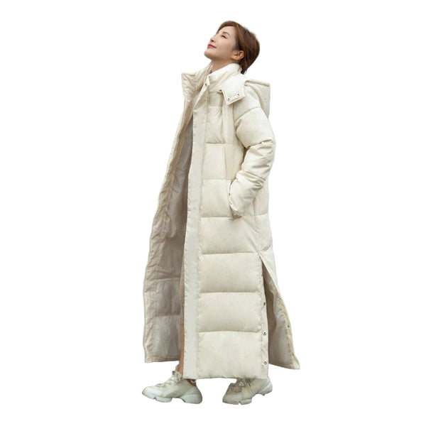 Women's Cotton Coat Loose Thick Warm Lengthen Down Cotton Hooded Long Parkas