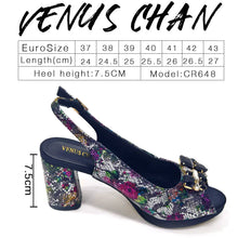 Venus Chan Italian Sandals and Bags Matching Set 2024 Women Heel Party for Gold Colour Wedding Bigger Size Thick Heel Shoes