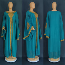 Two Piece Set Dress African Dresses for Women 2023 Traditional Gold Embroidery Clothing Islam Kaftan Abaya Musulman Robe Femme