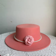 French Style Fedora Hat for Women 10CM Wide Brim Flat Top Felt Hat Winter Autumn Derby Wedding Jazz Hats