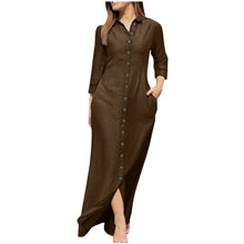 Elegant Long Dress For Women Spring Autumn Long Sleeve Solid Color Cotton And Linen Shirt Dresses Casual Button Dress Robe Femme