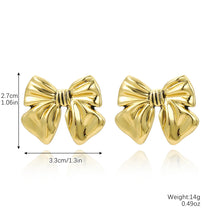 1 Pair Stainless Steel Metal Ribbon Bow Stud Earrings for Women Girls18K Gold Plated Cute Statement Piercing  Jewelry Set Gift