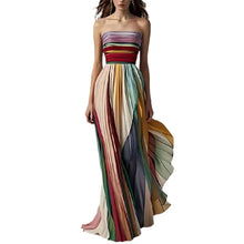 Sexy Strapless Printed Colorful Dress For Summer Elegant Women's Sleeveless Off Shoulder Party Asymmetrical Dress Maxi Vestidos
