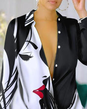 Women Urban Blouses 2024 Spring Summer Hot Selling Sexy Deep V-Neck Fashion Printed Long Sleeved Shirt Dress Loose Versatile Top