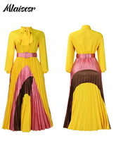 Mlaiscsr Fashion Long Sleeve Maxi Dress with Belt Women Elegant Birthday Party Dance Celebrity Gown Formal Evening Africa Dubai