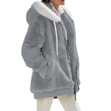 Women's Winter Fashionable Hooded Fleece Solid Color Jacket