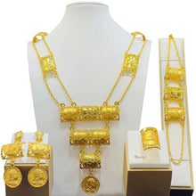 New Bridal Jewelry Set Dubai Necklace Earrings For Women Wedding 24k Gold Plated African Jwellery Bridesmaid Party Gift