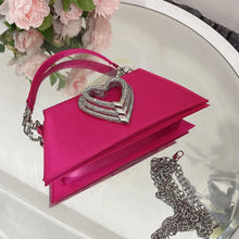 Fashion Heart Rhinestone Women Handbags Luxury Satin Evening Bags for Women Diamonds Designer Shoulder Bag Silk Wedding Clutch