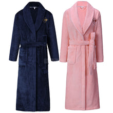 Oversize 4XL Winter Flannel Long Couple Robe Sleepwear Thick Warm Coral Fleece Bathrobe Gown Nightwear Loose HomeWear Loungewear