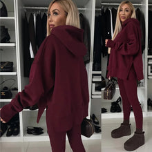 2024 Autumn and winter new casual loose solid color printed hoodie set home clothing 2-piece pantsuit women's clothes