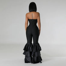 Jumpsuits Strapless Women Sleeveless Sexy Rompers One Piece Overalls Slim Fit Long Pant Ruffles Patchwork Elegant Lady