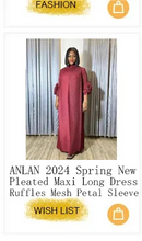 ANLAN Miyake Pleated Maxi Long Dress Mesh Petal Sleeve Half Turtleneck Formal Dresses for Women 2024 New Hot Sales 6KK9927