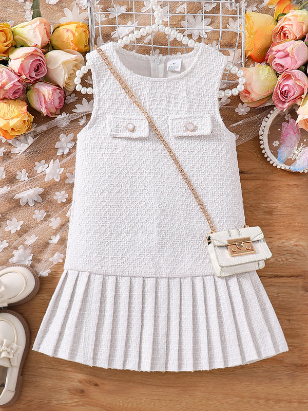Girls' autumn fashion children's vest princess jumpsuit pleated skirt thin breathable baby dress