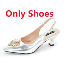 Fashion African Matching Shoes and Bags for Party Nigerian Women Nigerian Italian Shoes and Bags Set Decorated with Rhinestone