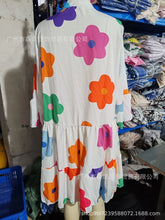 Autumn Women's New Loose Fashionable Printed Long Sleeved Sexy V-neck Single Breasted Shirt Big Swing Half Body Jumpsuit