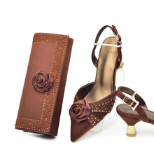New Fashion Women Shoes and Bags To Match Set Nigeria Party Women's Pumps with Handmade Flowers Bag and Shoe Set Italian