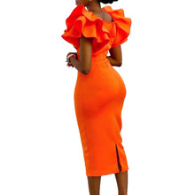 CM.YAYA Women Ruffles Short Sleeve Square Collar Knee Length Dress Street Vestidos Sexy Night Club Party Evening Chic Dresses