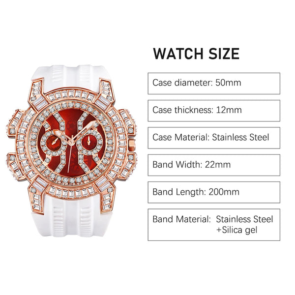 MISSFOX New Red Quartz Watch For Men Luxury Hip Hop Streetwear Clock Waterproof watches AAA Quartz Men's Wristwatches