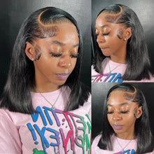 Straight Short Bob Wigs 13x4 Human Hair Lace Frontal Wigs 200% Remy Pre Plucked Transparent Lace 4x4 Short Bob Wigs For Women