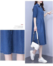 Oversized 5XL Single Breasted Denim Dress For women 2024 Summer New Short sleeved Shirt Denim Dresses Female Casual Clothes