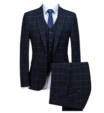 Men's Checked Three Pieces Tuxedos Formal Leisure One Button Notch Lapel Suit  Groom Business Tuxedos men suits wedding prom sui