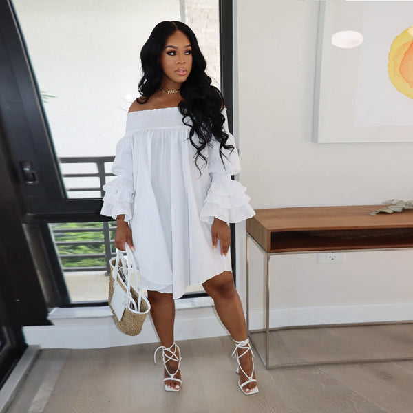 2023 Summer New Fashion Casual Women's Hot Selling Off Shoulder Bust Ruffled Dress