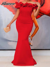 Mlaiscsr African Off the Shoulder Ruffles Black Mermaid Dress for Woman Elegant Luxury Birthday Evening Wedding Dinner Vestidos