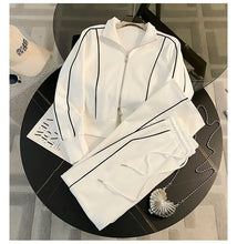 Sports Suit for Women, Autumn Fashion, Casual, Age Reducing, Western-style Zipper Sweatshirt, Wide Leg Pants Two-piece Set pants