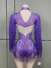 Stage Latin dance cha-cha dance practice suit stretch slim skirt fringe flash small diamond pearl design suit