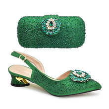 New Italian Shoe and Bag 2024 High Quality Luxury Full Diamond Italian Shoes and Bags Matching Set Decorated with Rhinestone