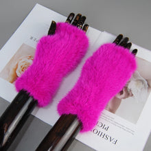 2025 New Brand Style Top Quality Women's 100% Winter Warm Real Mink Fur Knitted Half Finger Gloves Girls Typing Mittens