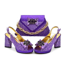 Newest Arrival Purple Color Peep Toe Women Sandals Shoes Matching Bag Set for Ladies Wedding Party Pumps Designer Shoes and Bag