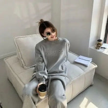 Women's Purple Sports Suit Spring And Autumn 2023 New Casual Fashion Style Loose Long Sleeve Sweater Tops Pants 2 Two Piece Set