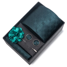 Top Grade Fashion 8 cm Wide Tie Sets Blue Stripe Men's Gravata Handkerchief Cufflink Box Fit Group Workplace Wedding Tie