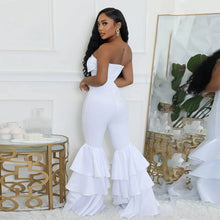 Jumpsuits Strapless Women Sleeveless Sexy Rompers One Piece Overalls Slim Fit Long Pant Ruffles Patchwork Elegant Lady