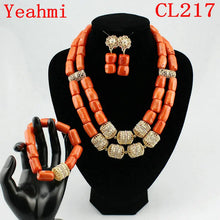 Latest Coral Jewelry Sets Nigerian Dubai Orange Necklace Sets of Beads African Bridal Jewelry Sets