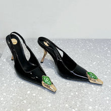 Women's Gem Metal Pointed Temperament High Heels with Sexy Empty Sandals