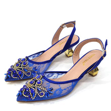 Venus Chan Nigerian Elegant Lace Net Style Green Crystal Low Heel Shoes And Three-Dimensional Mini Bag Commuter Women's Shoes