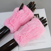 Women's Knit Faux Fur Winter Warm Finger-less Gloves