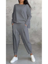 Spring Autumn Solid Women's Sports Set New Fashion Long Sleeve Irregular Loose Top Harem Pants Two Piece Set For Women Outfits