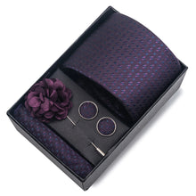 Top Grade Fashion 8 cm Wide Tie Sets Blue Stripe Men's Gravata Handkerchief Cufflink Box Fit Group Workplace Wedding Tie