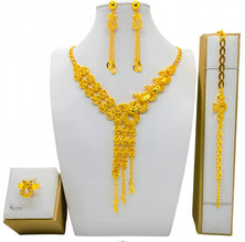 New Bridal Jewelry Set Dubai Necklace Earrings For Women Wedding 24k Gold Plated African Jwellery Bridesmaid Party Gift
