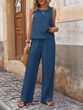 2024 Summer Women's Sleeveless Top And Long Pants Set Fashion Ladies Short Tank Top Daily Casual Ladies Long Wide Leg Pants