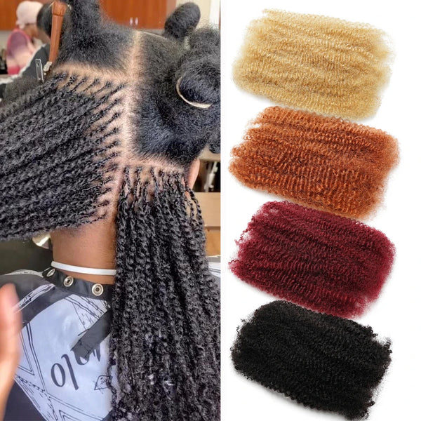 50gram Bulk Hair For Braiding Afro Kinky Curly Remy Human Hair Extensions no Wefts for Mini Twists Braids 10-22inches KissHair